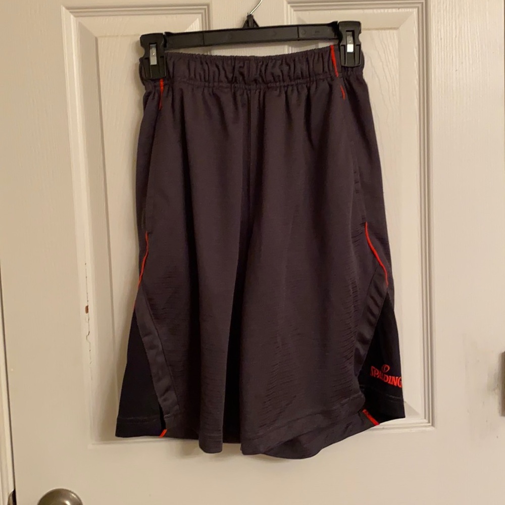 Spalding Gray with Red Trim Athletic Shorts Pockets Polyester Size Small